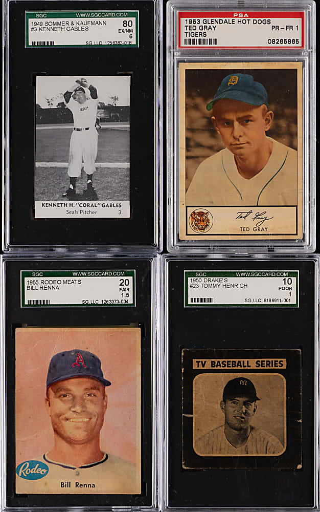 1947-1969 Oddball Baseball Graded Collection (10) with (3) Hall of Famers & Billy Martin Rookie