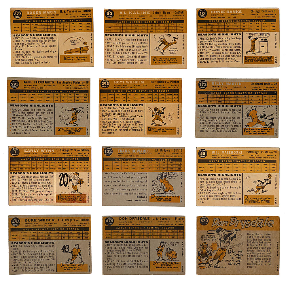 1960 Topps Starter Set (203/572) with (11) Hall of Famers Plus (2) High Numbers