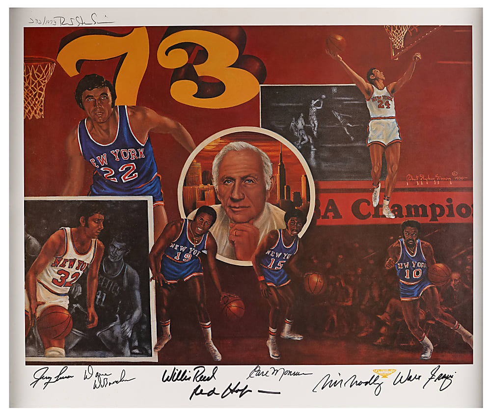 1972-1973 NBA Champion New York Knicks Team-Signed Robert Stephen Simon Limited Edition Lithograph with (7) Signatures