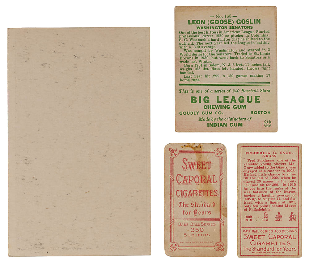 1909-1933 Type Card Collection (4) with (2) Hall of Famers