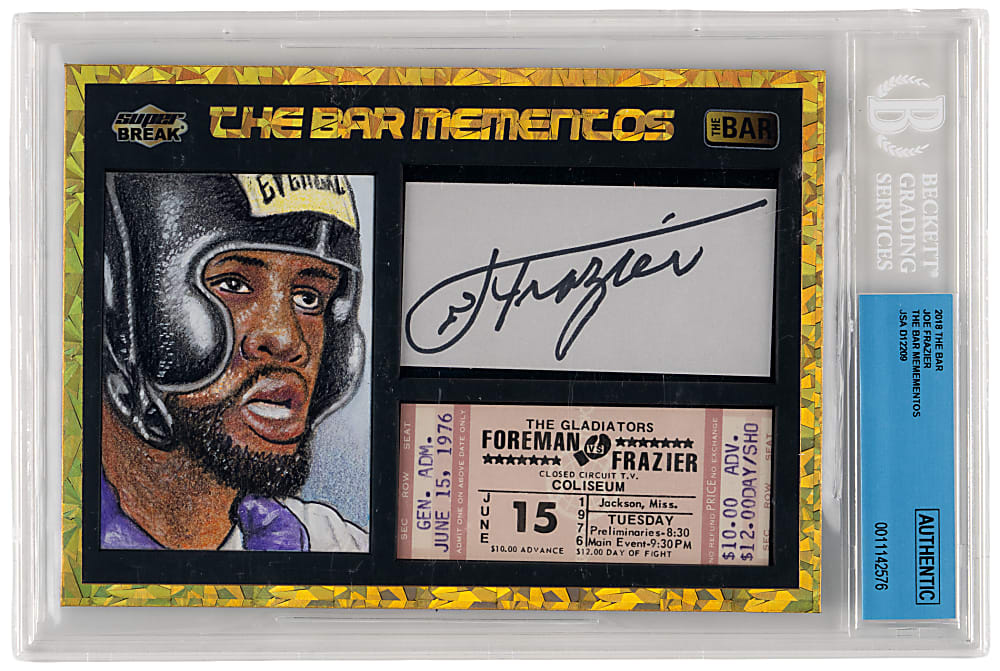2018 The Bar Joe Frazier The Bar Mementos Autograph/Relic/Art Combination Card - BGS/JSA Authentic