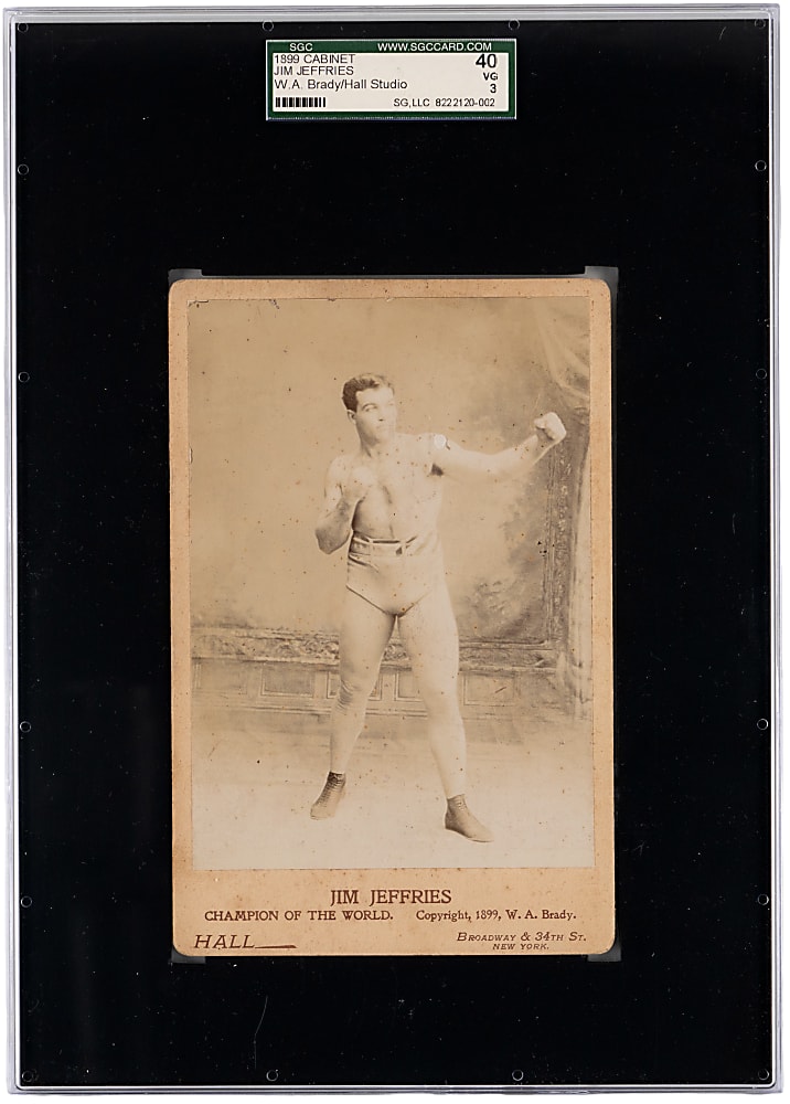 1899 W.A. Brady/Hall Studios Jim Jeffries Champion of the World Cabinet Card- SGC VG 3