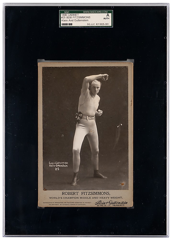 1889 Klein & Guttenstein Cabinet Card #25 Bob Fitzsimmons - SGC Authentic