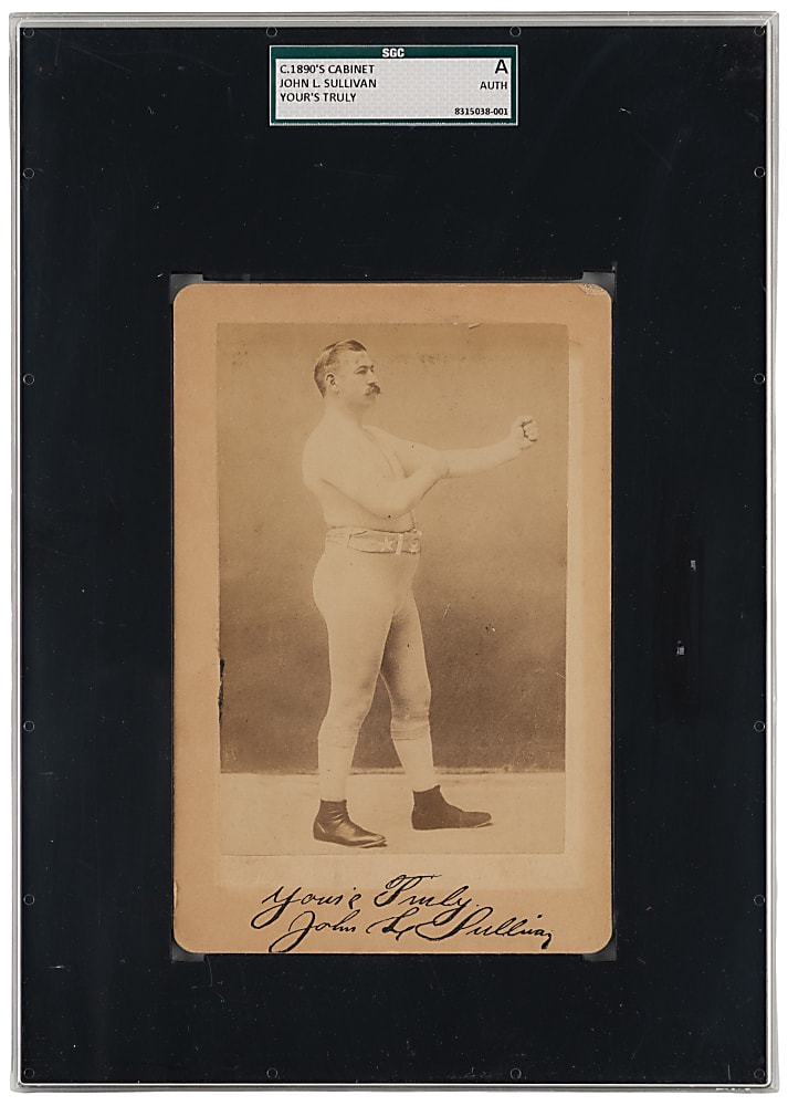 1890s John L. Sullivan "Yours Truly" Cabinet Card SGC Authentic