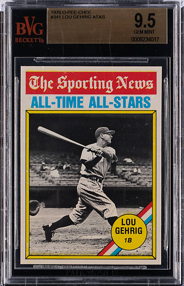 1976 O-Pee-Chee #341 Lou Gehrig All-Time All-Stars BVG GEM MINT 9.5