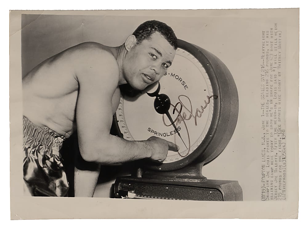 Joe Louis Signed 1948 Associated Press Wire Photograph with Full JSA LOA