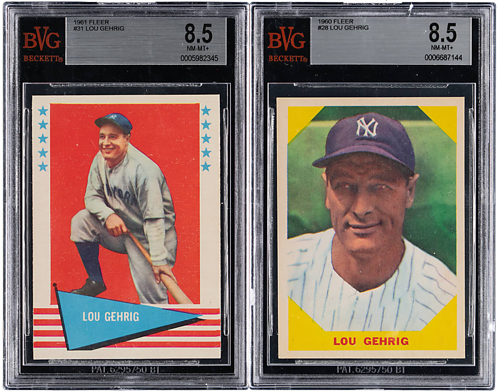 1960 & 1961 Fleer Baseball Greats Lou Gehrig BVG NM-MT+ 8.5 Graded Pair