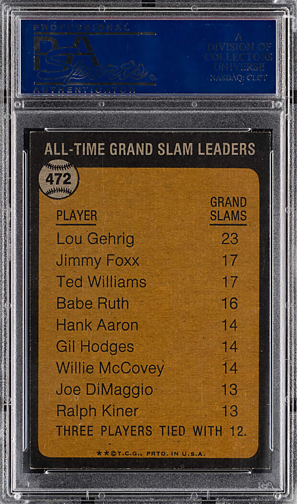1973 Topps #472 Lou Gehrig All-Time Grand Slam Leader PSA MINT 9 - Only 2 Graded Higher