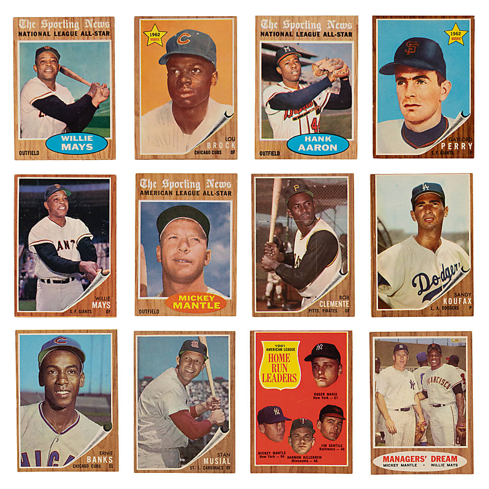 1962 Topps Hall of Fame & Star Collection (31) Different with (3) Mantle Plus Brock & Perry Rookies