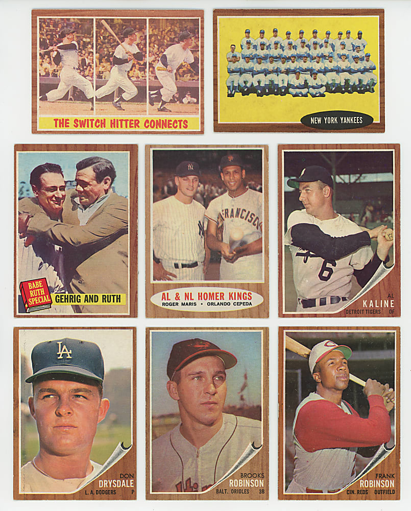 1962 Topps Hall of Fame & Star Collection (31) Different with (3) Mantle Plus Brock & Perry Rookies