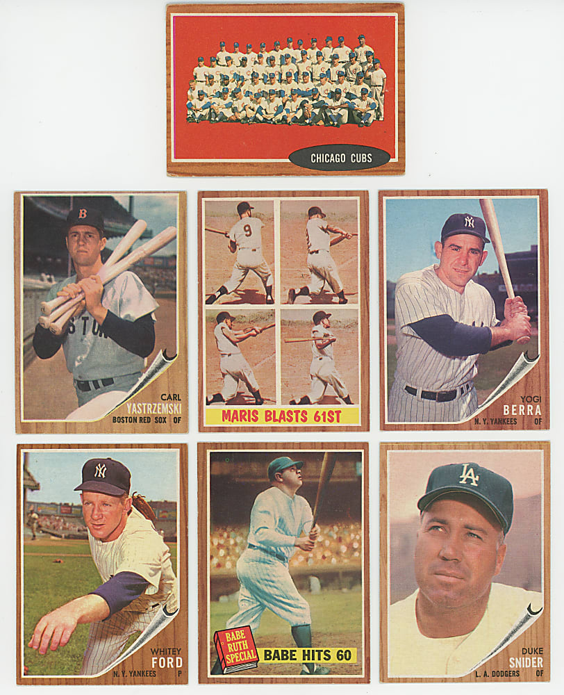 1962 Topps Hall of Fame & Star Collection (31) Different with (3) Mantle Plus Brock & Perry Rookies