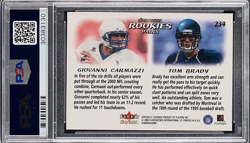 2000 Skybox Dominion Football #234 Tom Brady Rookie PSA GEM MINT 10