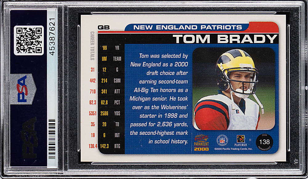 2000 Pacific Paramount Football #138 Tom Brady Rookie PSA GEM MINT 10