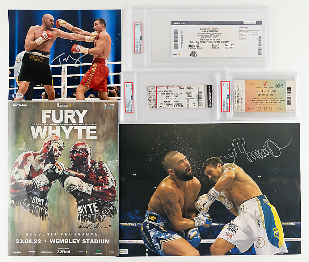Oleksandr Usyk & Tyson Fury Collection (6) with (3) Tickets, (2) Autographs & Program
