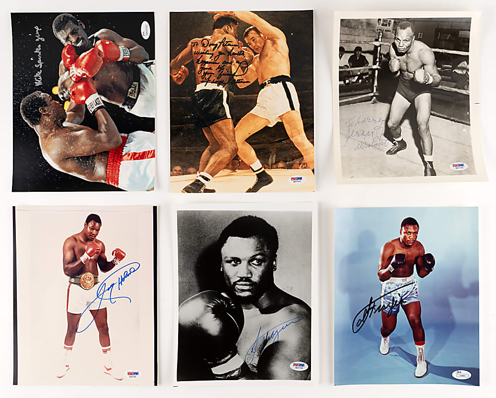 Heavyweight Champion Signed Boxing Photograph Collection (9) with (2) Frazier, (2) Walcott & (2) Holyfield - All Individually Certified