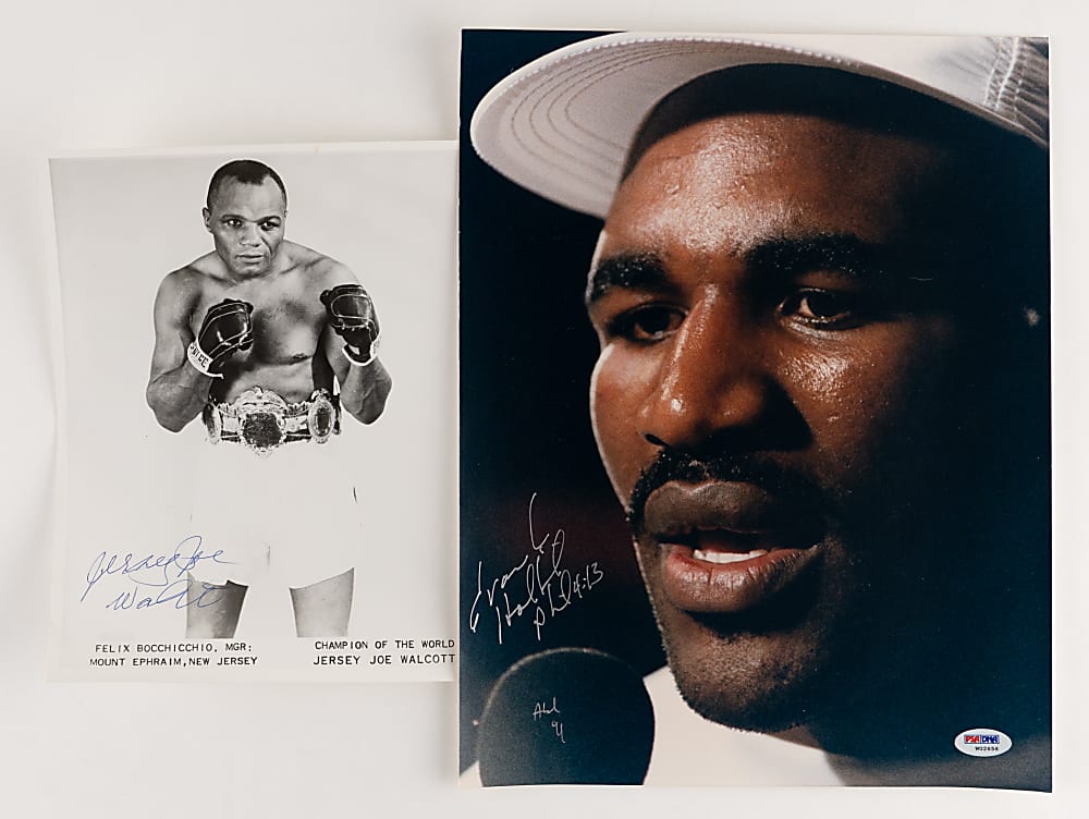 Heavyweight Champion Signed Boxing Photograph Collection (9) with (2) Frazier, (2) Walcott & (2) Holyfield - All Individually Certified