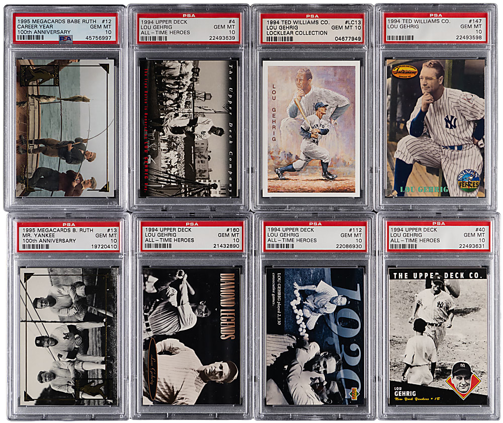 1990-1999 Lou Gehrig PSA GEM MINT 10 Collection (25) with Many Low Population Examples
