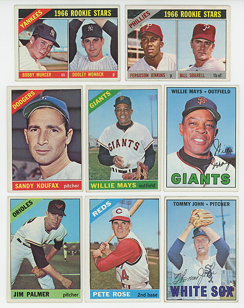 1966 & 1967 Topps Partial Set Pair with (75+) Hall of Famers Including Koufax, Mays & Rose – (800+ Total Cards)
