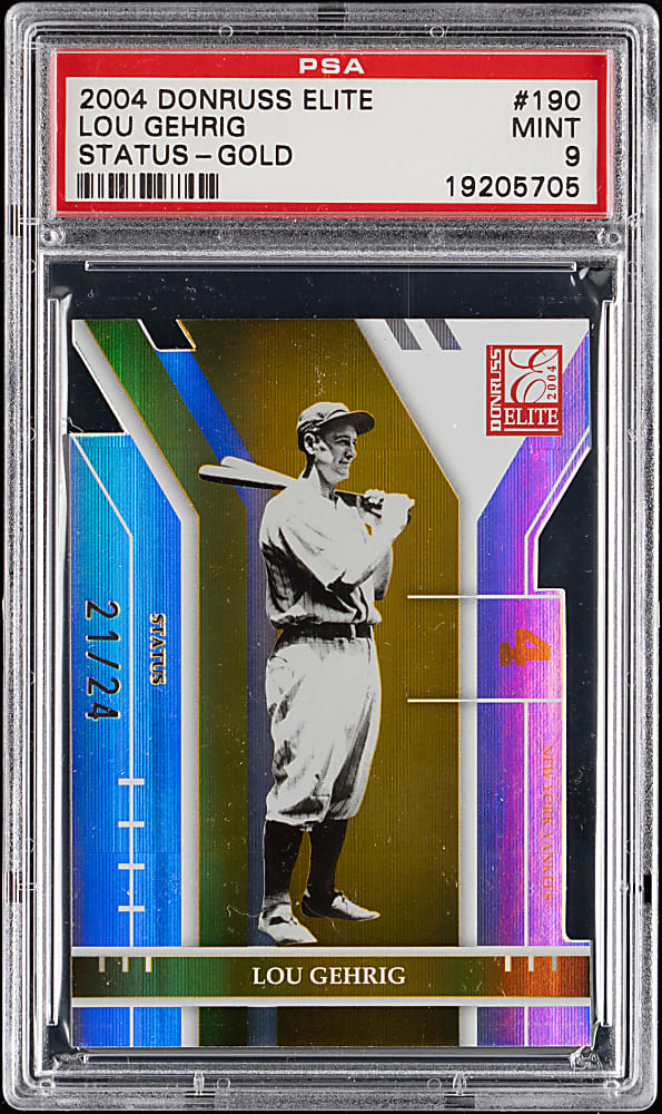 2004 Donruss Elite #190 Lou Gehrig Status Gold #21/24 PSA MINT 9 - Population 2 with None Higher