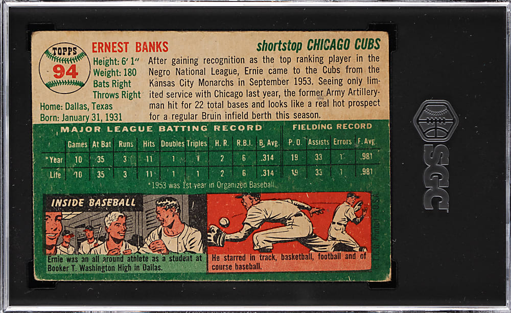 1954 Topps #94 Ernie Banks Rookie SGC POOR 1