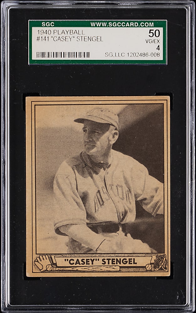 1940 Play Ball #141 Casey Stengel SGC VG/EX 4