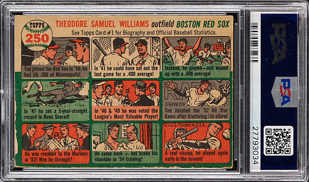 1954 Topps #250 Ted Williams PSA VG 3