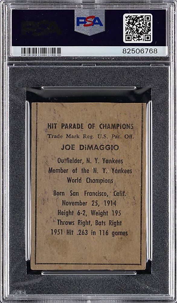 1952 Berk Ross Joe DiMaggio PSA Authentic