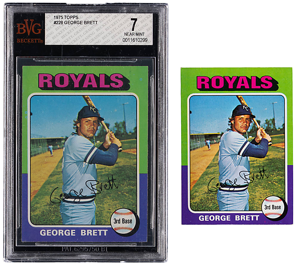 1975 Topps & Mini #228 George Brett Rookie Pair with BVG NM 7