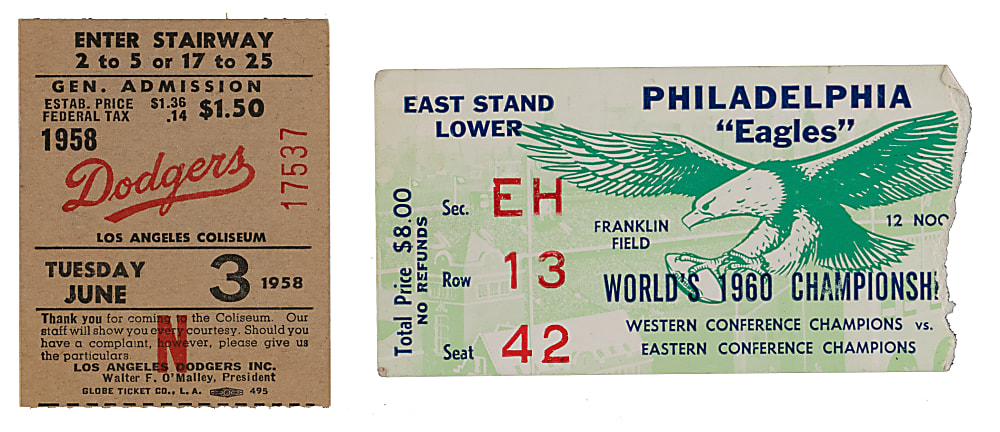 1952-1981 Multi-Sport Program/Ticket Collection (11) with 1960 Philadelphia Eagles NFL Championship Program and Stub