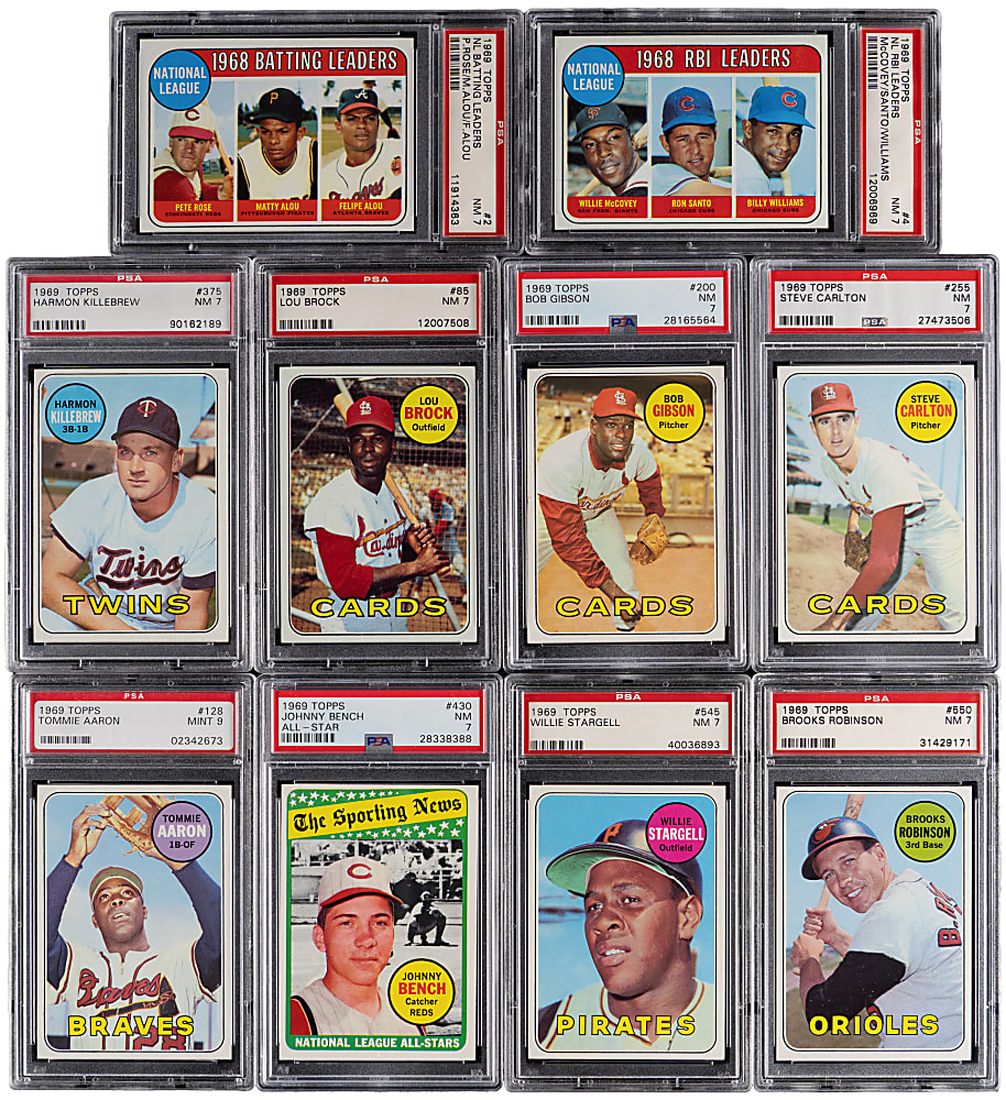 1969 Topps PSA Graded Partial Set (356/664) with (26) Hall of Famers (7.18 GPA!)