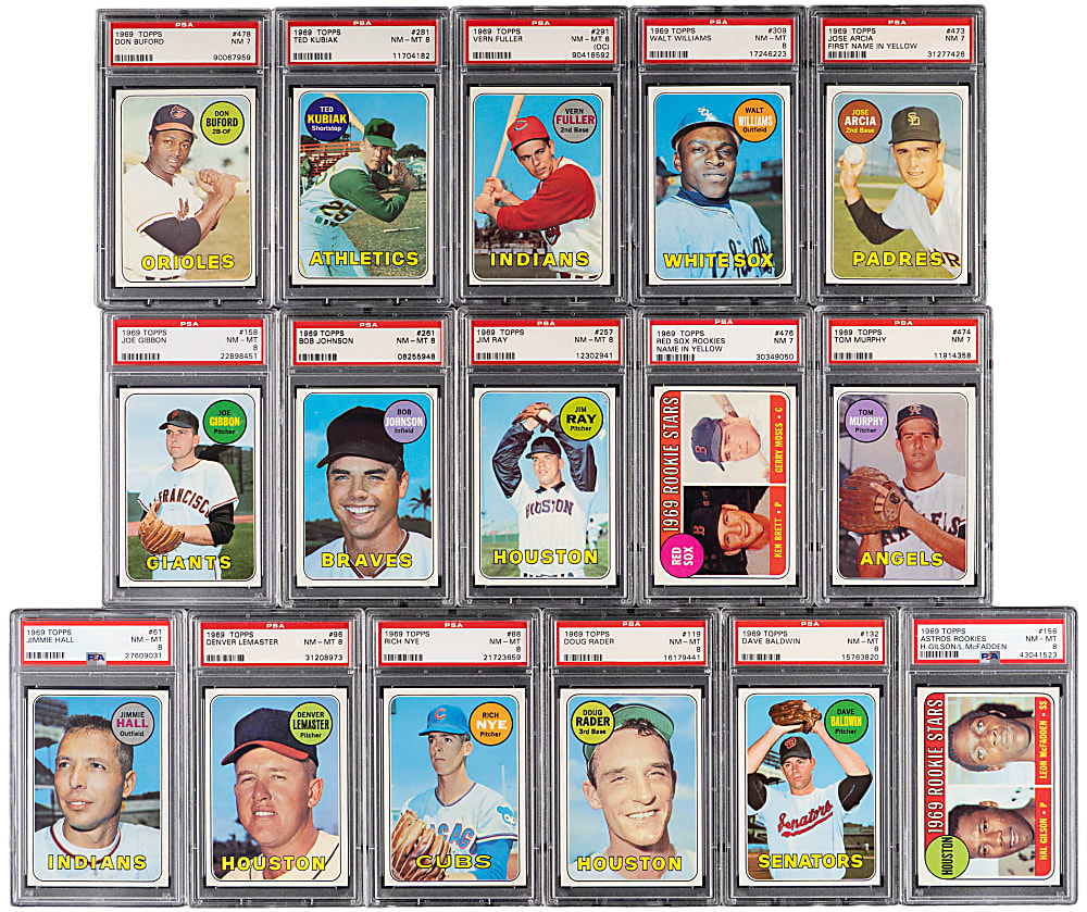 1969 Topps PSA Graded Partial Set (356/664) with (26) Hall of Famers (7.18 GPA!)