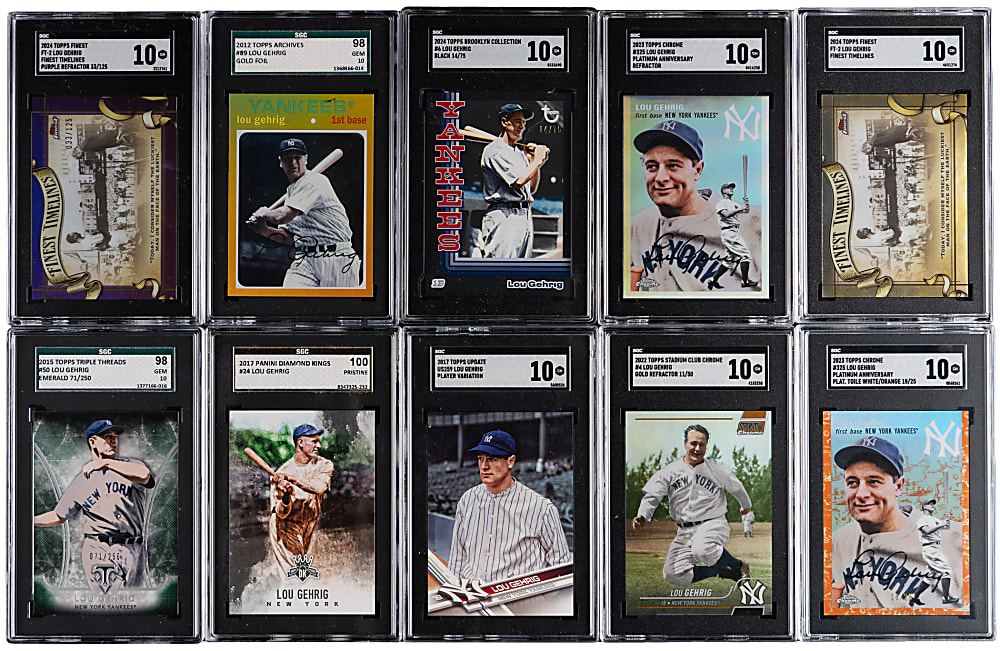 2012-2024 Lou Gehrig SGC GEM MINT 9.5 & PRISTINE 10 Graded Collection (35) with Numbered, Parallels & Variations