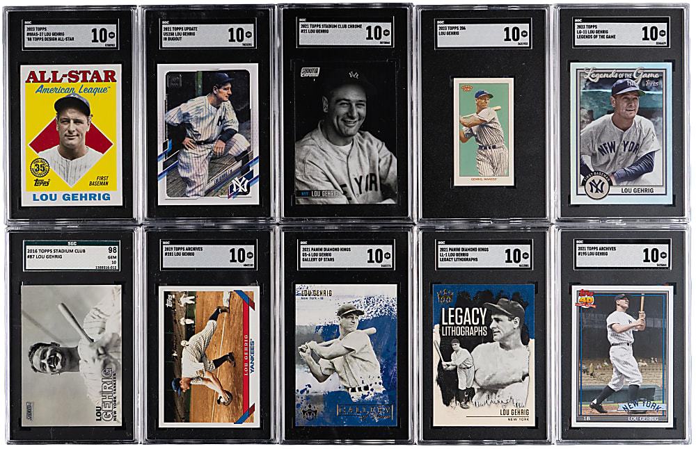 2012-2024 Lou Gehrig SGC GEM MINT 9.5 & PRISTINE 10 Graded Collection (35) with Numbered, Parallels & Variations