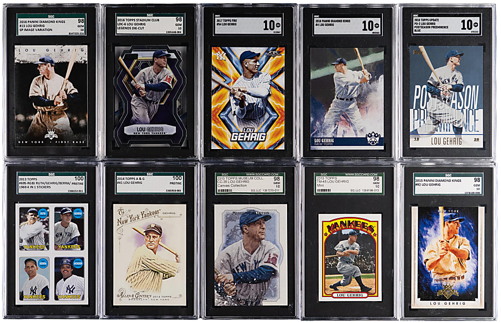 2012-2024 Lou Gehrig SGC GEM MINT 9.5 & PRISTINE 10 Graded Collection (35) with Numbered, Parallels & Variations