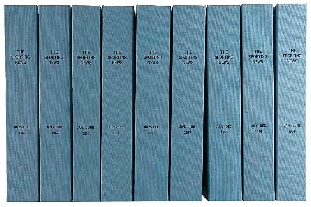 1956-1962 The Sporting News Bound Collection of (9) - Countless Great Covers!