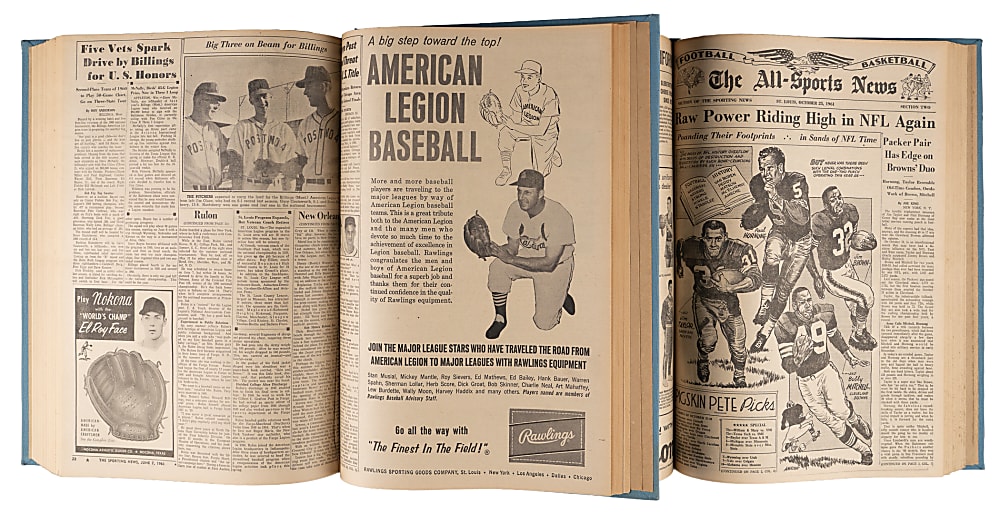 1956-1962 The Sporting News Bound Collection of (9) - Countless Great Covers!