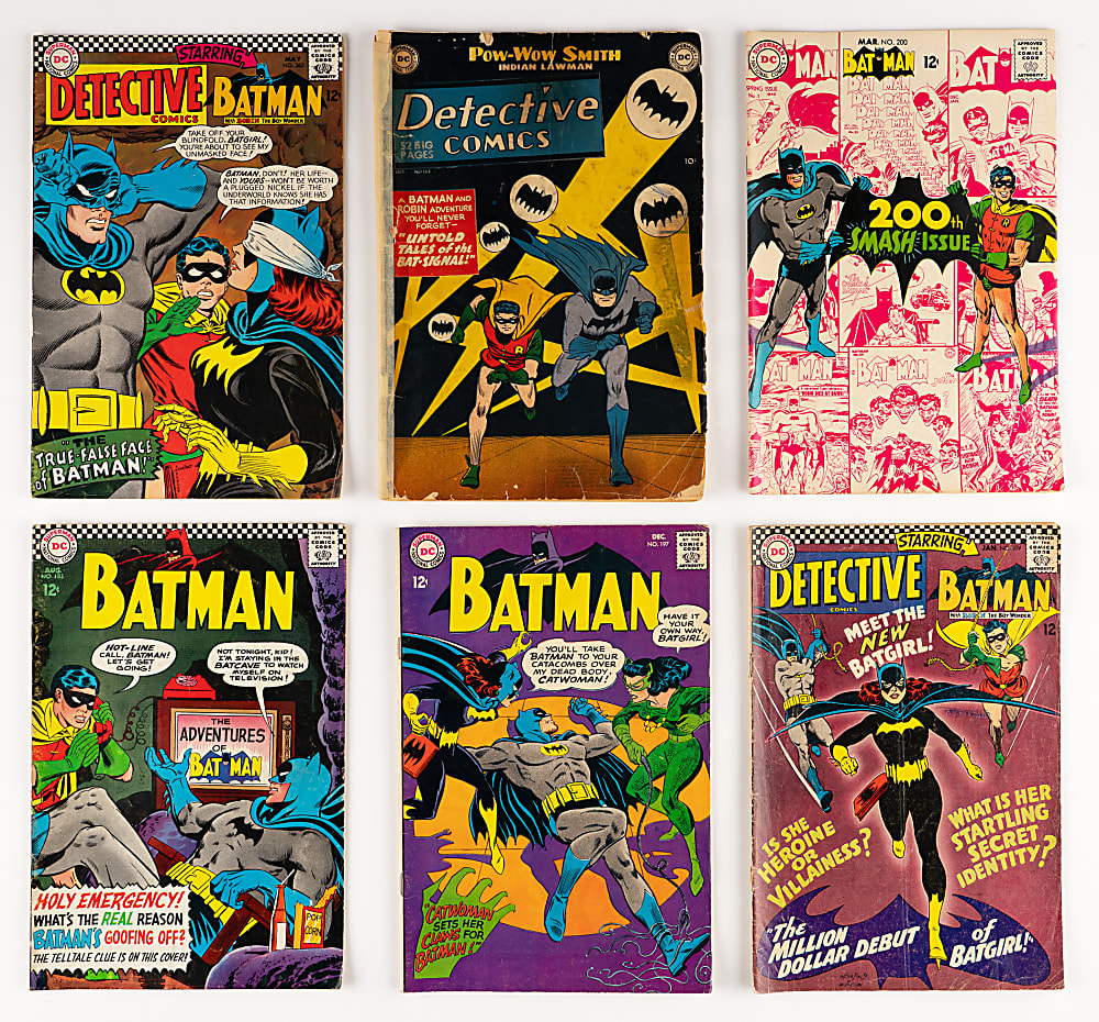 1950-1968 DC Detective Comics and Batman Key Issues (6) with DC #359 First Batgirl & Batman #200 Neal Adams Cover
