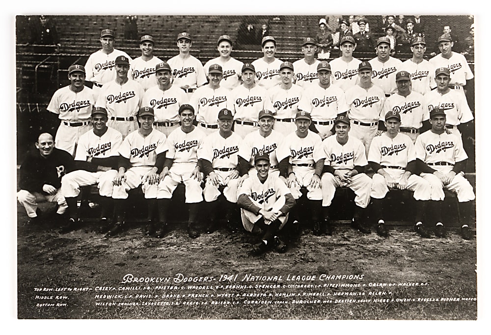 1941 Brooklyn Dodgers National League Champions Original Team Photograph with Early Pee Wee Reese