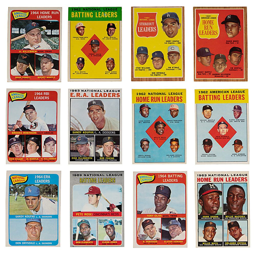 1962-1970 Topps League Leaders Complete Subset Run (9) - (105) Total Cards