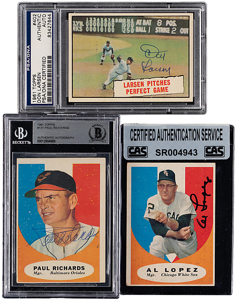 1961 Topps Signed Group (6) with Larsen, Lopez & Richards