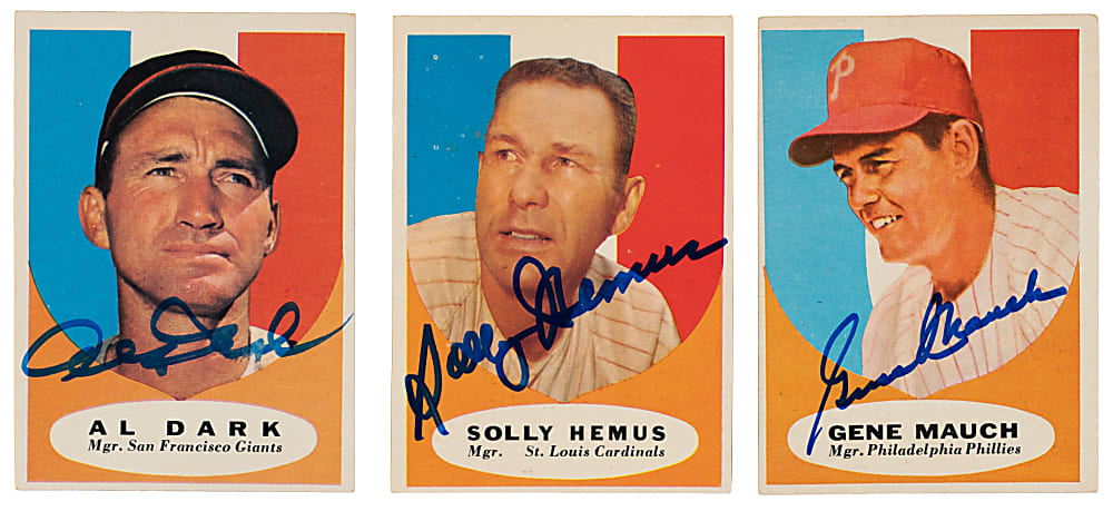 1961 Topps Signed Group (6) with Larsen, Lopez & Richards