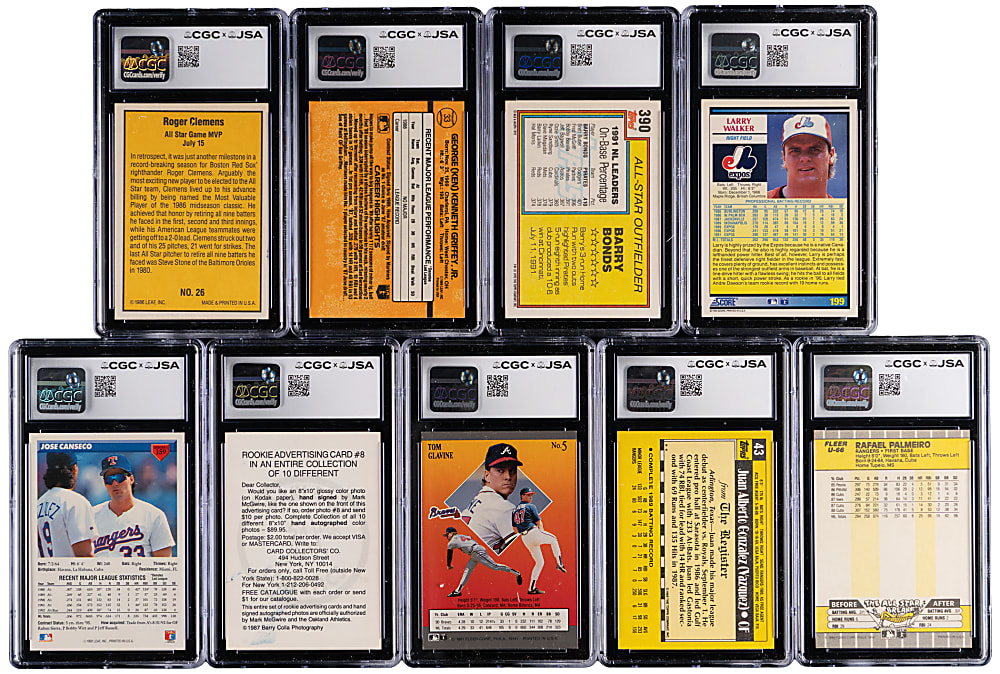 1986-1993 Superstar Signed Card Collection CGC/JSA Graded (9) with Bonds, Griffey Rookie & McGwire