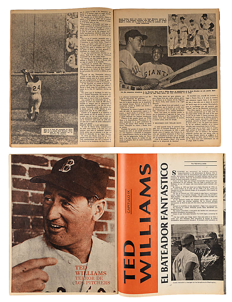 1955-1979 Spanish Language Baseball Magazine Group (4) with Willie Mays Emphasis Including Rare 1955 Adirondack "Reglas De Baseball"