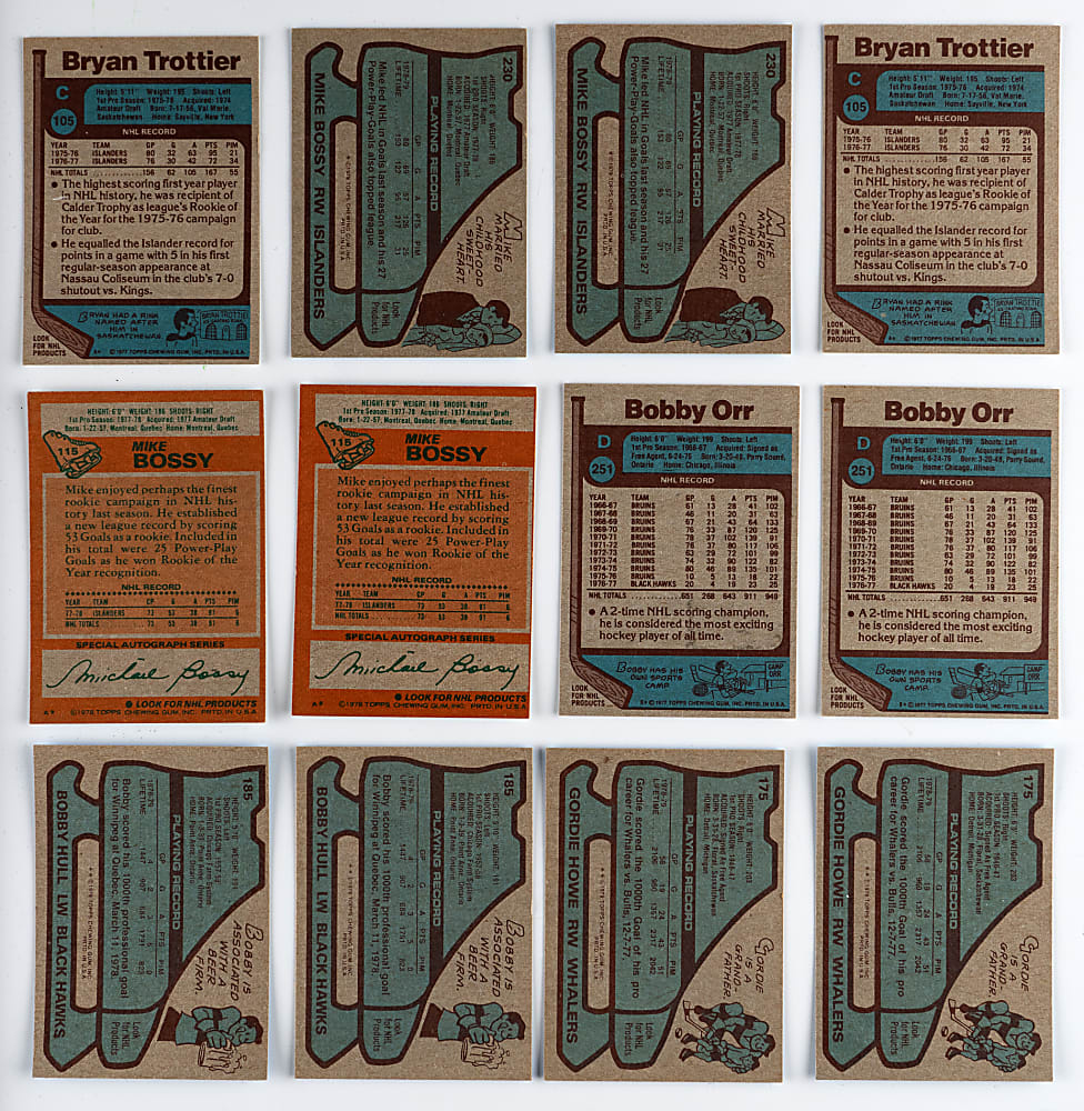 1977-1978 to 1979-1980 Topps Hockey Complete/Near Set Collection (6) with (1,579) Total Cards