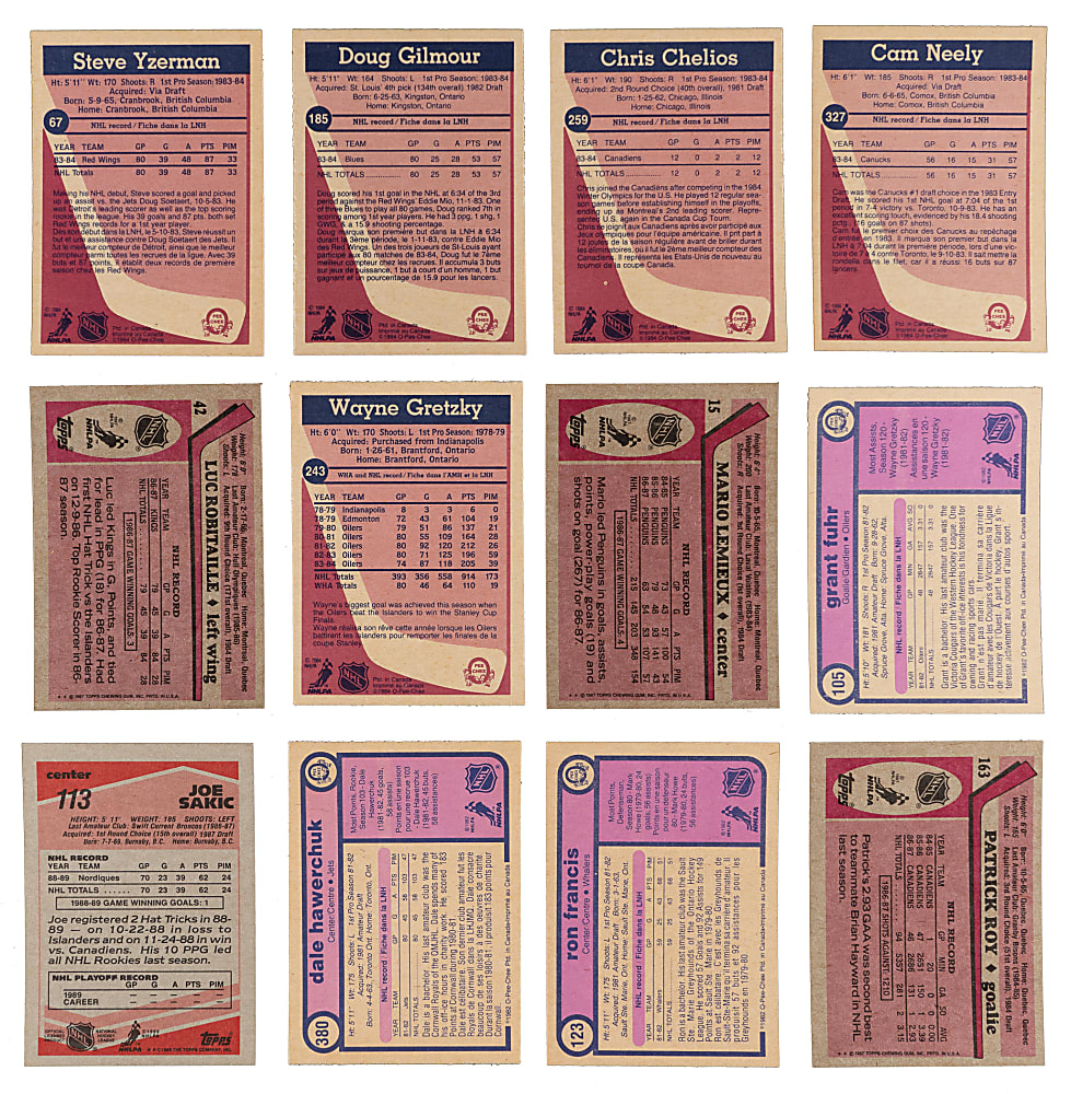 1982-1983 to 1989-1990 Topps & O-Pee-Chee Hockey Complete/Near Sets (4) with (1,185) Total Cards