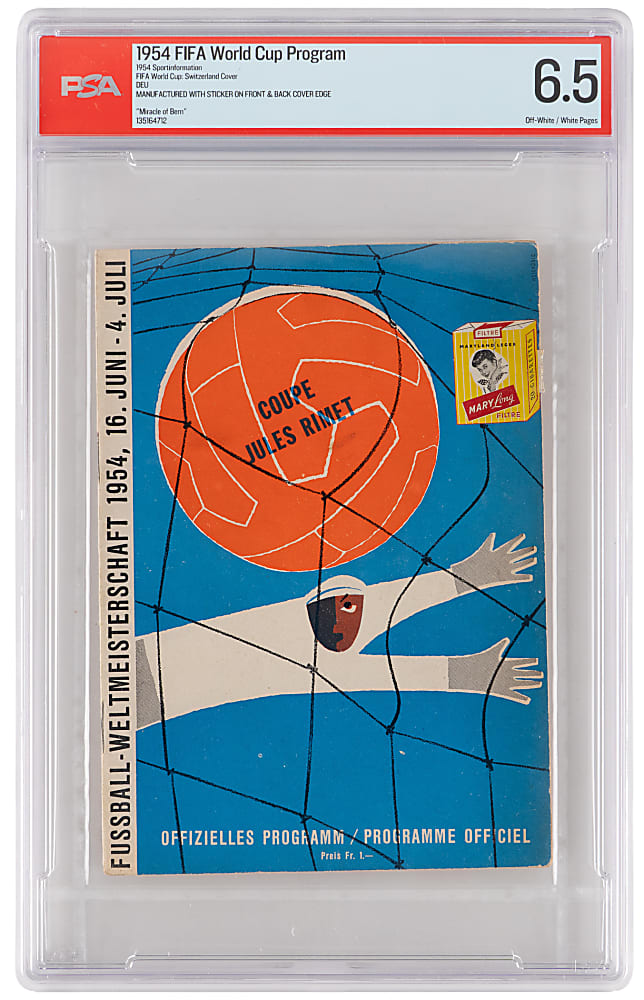 1954 FIFA World Cup Program PSA FN+ 6.5 (Germany 1st WC Win, Miracle of Bern, with Insert) - Population 1, Highest Graded