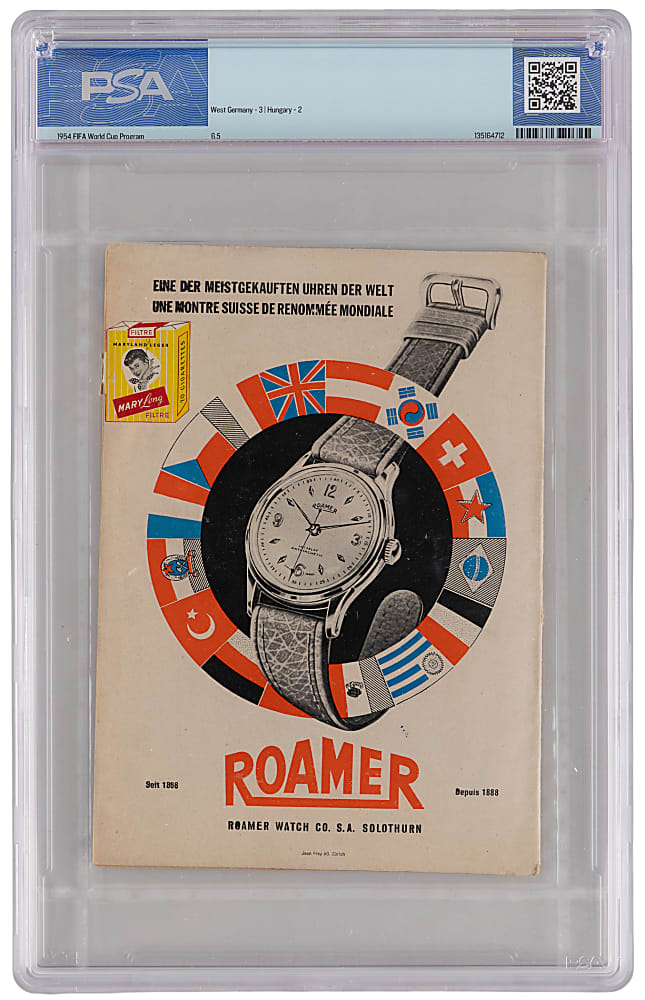 1954 FIFA World Cup Program PSA FN+ 6.5 (Germany 1st WC Win, Miracle of Bern, with Insert) - Population 1, Highest Graded