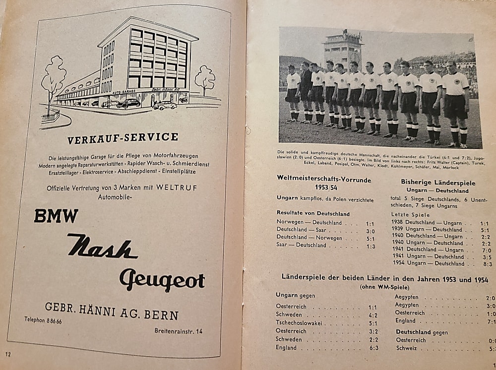 1954 FIFA World Cup Program PSA FN+ 6.5 (Germany 1st WC Win, Miracle of Bern, with Insert) - Population 1, Highest Graded
