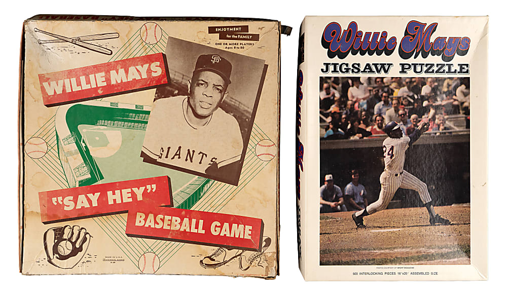1950s-1990s Willie Mays Related Game/Puzzle Collection (8) with (2) Willie Mays "Say Hey" Baseball Board Games