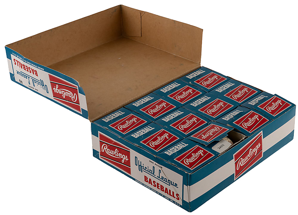 1960s-1970s Rawlings 2490 R.O "Official League" Baseball Dozen in Original Boxes & Display Case